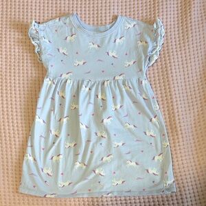 Old Navy Light Blue Unicorn Print Kids Dress